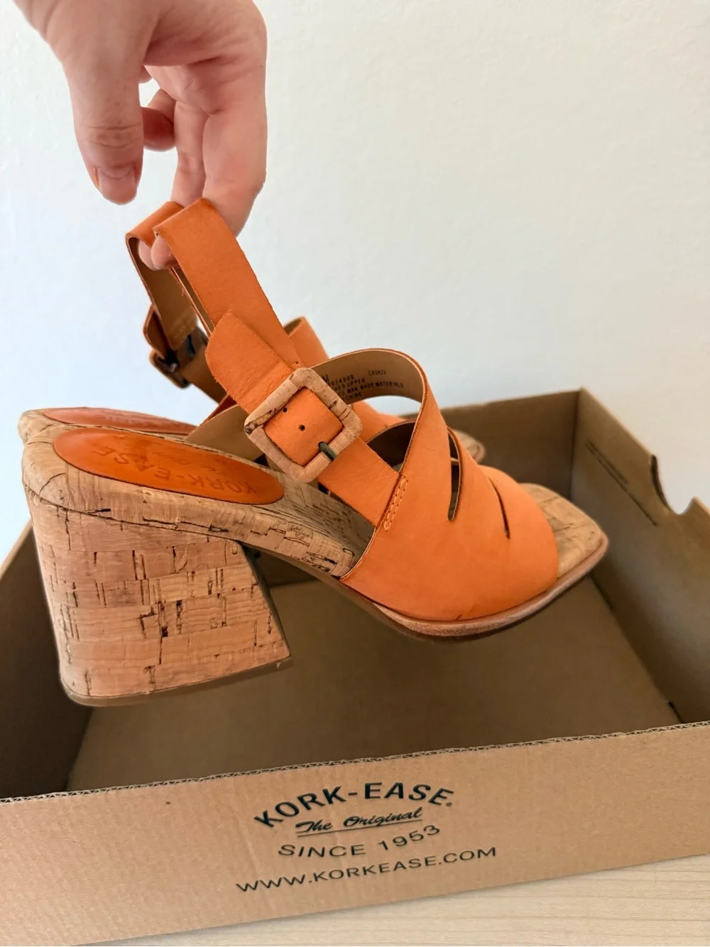 Kork-Ease Women’s 6 Orange Cork Block Heels